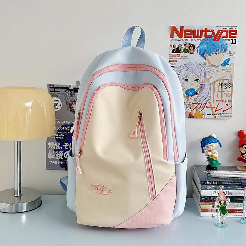 Junior School Student Schoolbag Color Contrast Backpack Girl College Style Backpack