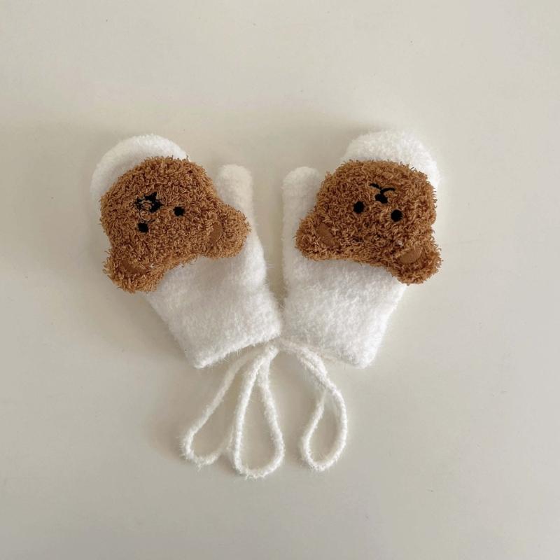 Futrzane Rękawiczki Rękawice Zimowe dla Malucha Dziewczęce Chłopięce Pogrubione Przytulne Ocieplacze na Ręce Wiatroodporne Rękawice Unisex Rękawice z Polaru Koralowego