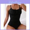 Solid Tummy Control Color Ruched One Piece Swimsuit Modest Swimwear For Women