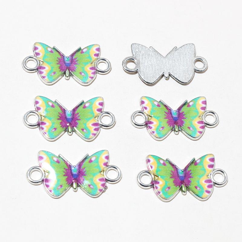 10pcs 14x16mm Acrylic Butterfly Charms Alloy Metal Charm Pendant For Necklace Bracelet DIY Jewelry Making Accessories Findings