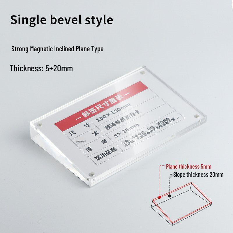 Acrylic Magnetic Inclined Desk Price Tag Holder - Transparent Display Stand for Labels 20x50 mm