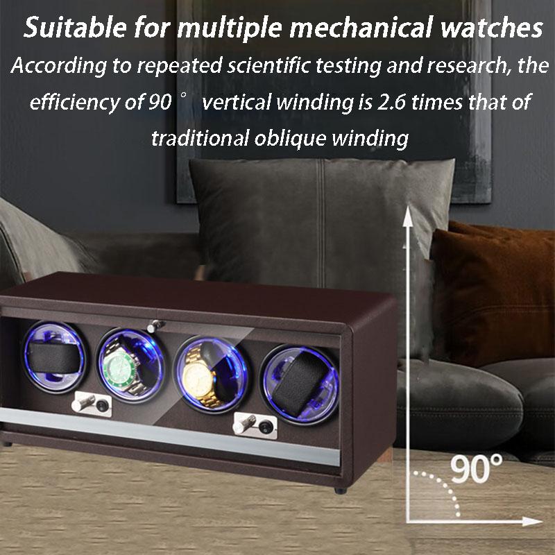 4 Slot Watch Winders Automatic Winding Watch Box Mechanical Wrist Watches Rotator Winding Device Leather Watches Winder