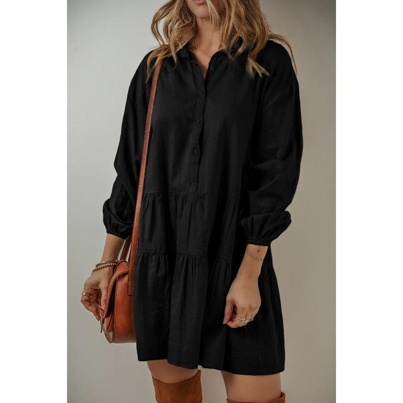 Осенне-зимнее женское платье больших размеров с длинным рукавом и сплошным цветным узором — фото 7