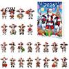 Portable Hanging Decorations for Home Car Christmas Cow Ornament Advent Calendar 2026, 24 Days 2D Acrylic Pendant Cute Shaped Tree Ornaments Countdown