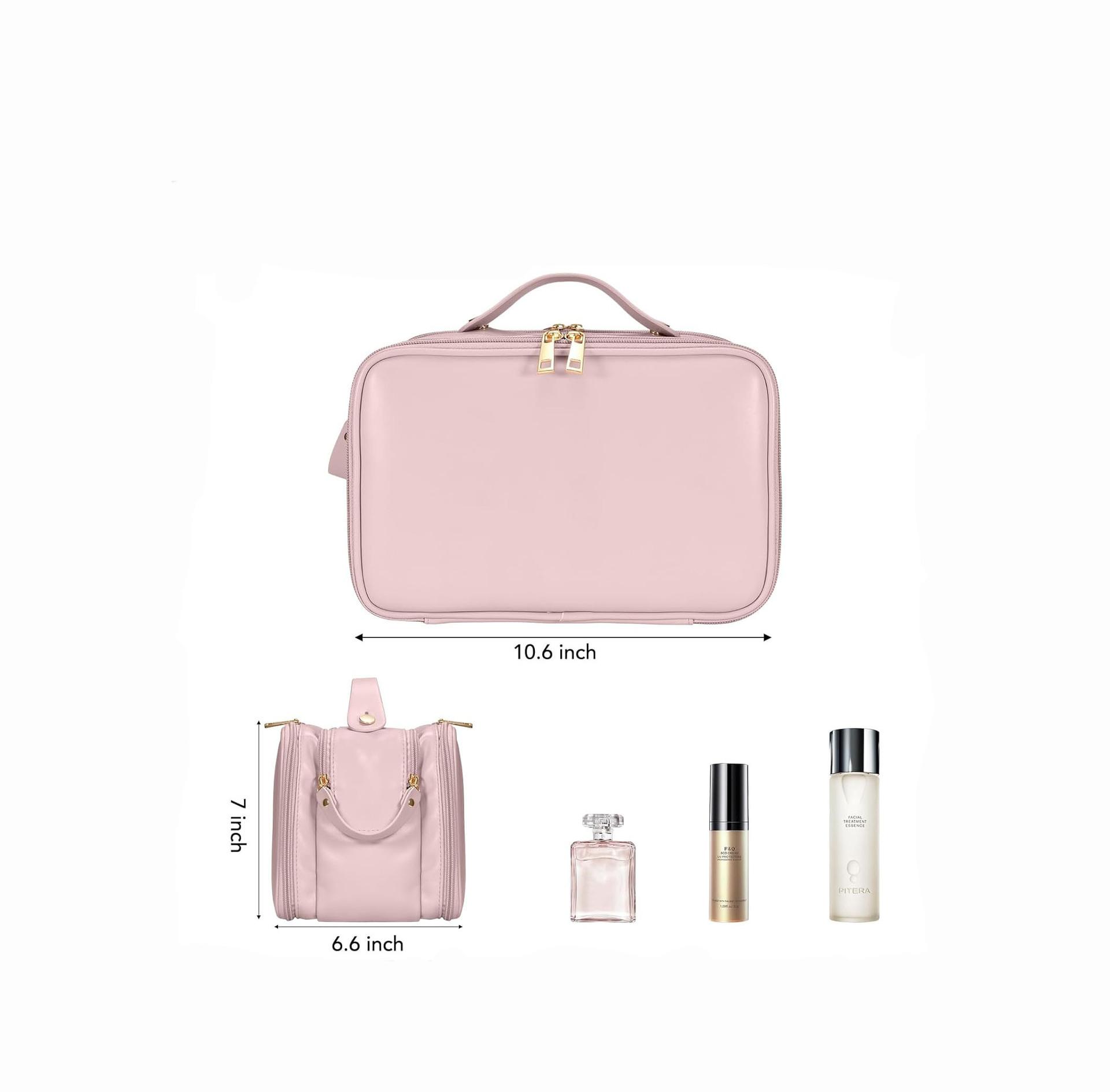

Make Up Bags for Women Traveling Makeup Case Cosmetic Organizer Waterproof Makeup Organizer Bag with Handle Travel Cosmetic Bag 29x20x19cm рожевий