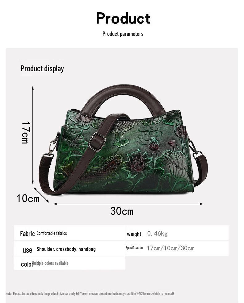 2025 Retro Glücksfischmuster Chinesische Handtasche - Großes Fassungsvermögen, Texturiert, Lässige Damentasche