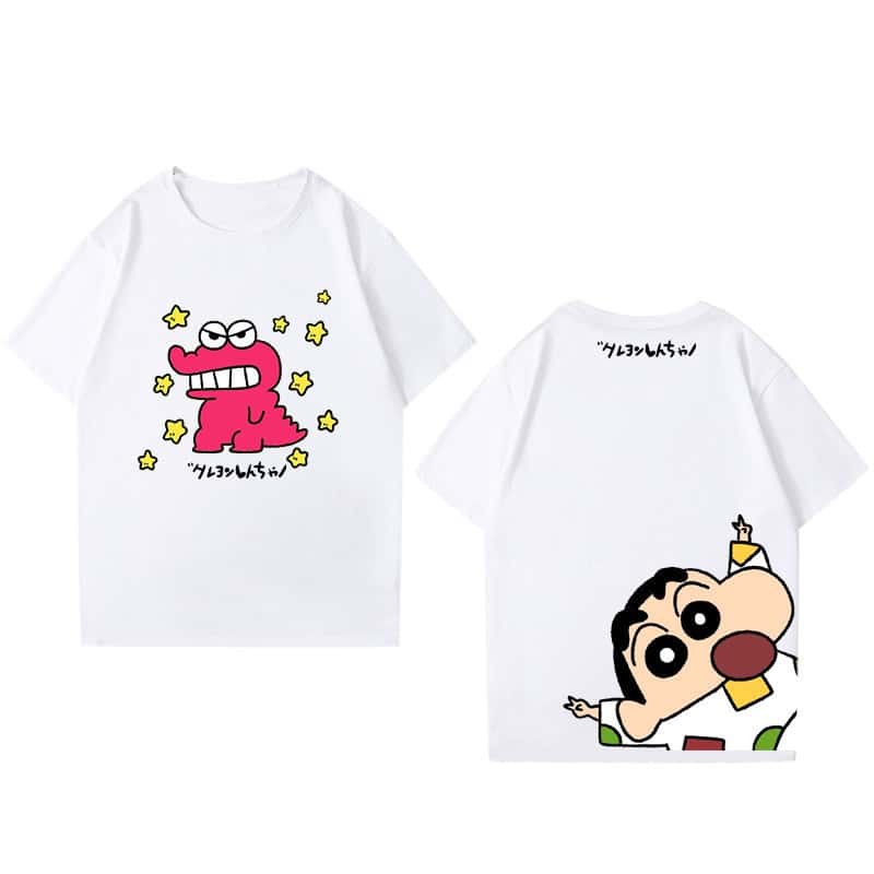 2026 Summer Comic Form Crayon Shinchan Image 100 Cotton Printed Oversize Casual Tshirt Adult Children Parentchild Top Y2k