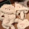 Plush Hat Female Autumn and Winter Cute Hairpin Cat Plush Hat Winter Thickened Warm and Cold Ear Protection
