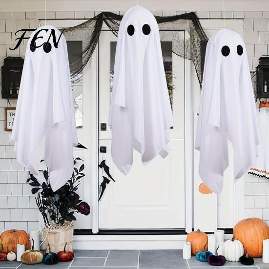 Creepy Window Displays 3Pcs Halloween Hanging Ghost Decorations, Spooky Flying with Party Favors Lanyard for Haunted House, Outdoor, Porch Yard Decor