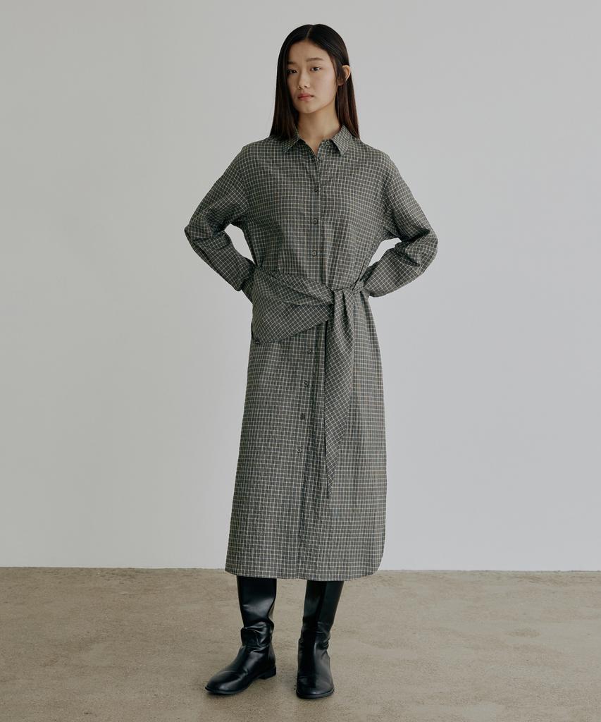 ARTID Scarf Check Shirt Dress_Navy