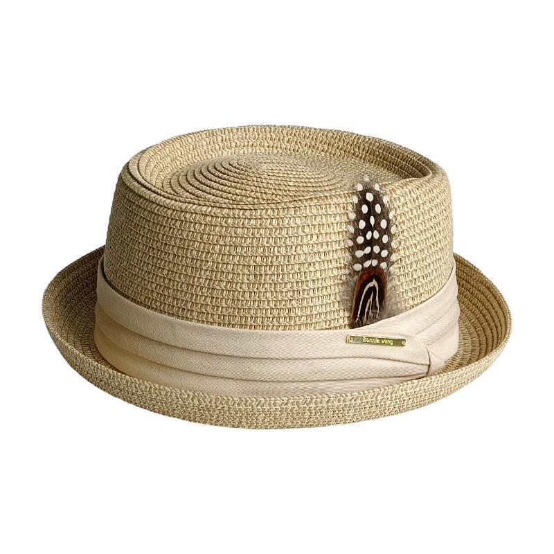 2026 Cap Men's Pork Pie Hat Vintage British Trilby Straw Hat Fedora Breathable Beach Sun Hat Handwoven Straw Panama Hat