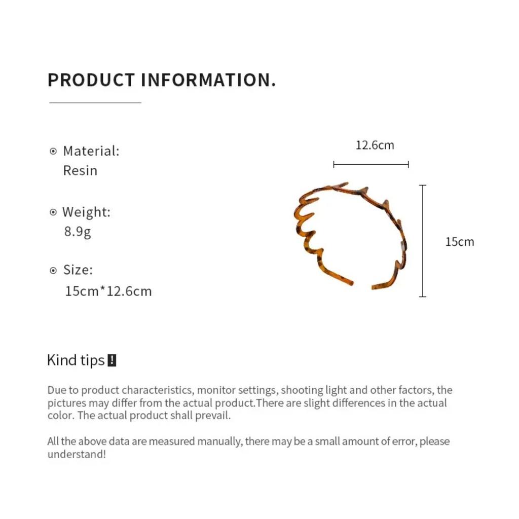 Brown Resin Wave Toothed Headband for Women Girls High Skull Top Korean Zigzag Hair Comb Notched Hairband Hair Accessories