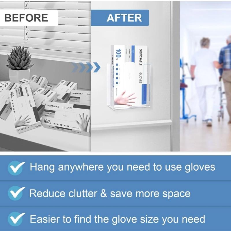Wall Mounted Glove Holder Rack Space Saving Transparent Gloves Organizer Easy To Install Disposable Gloves Dispenser