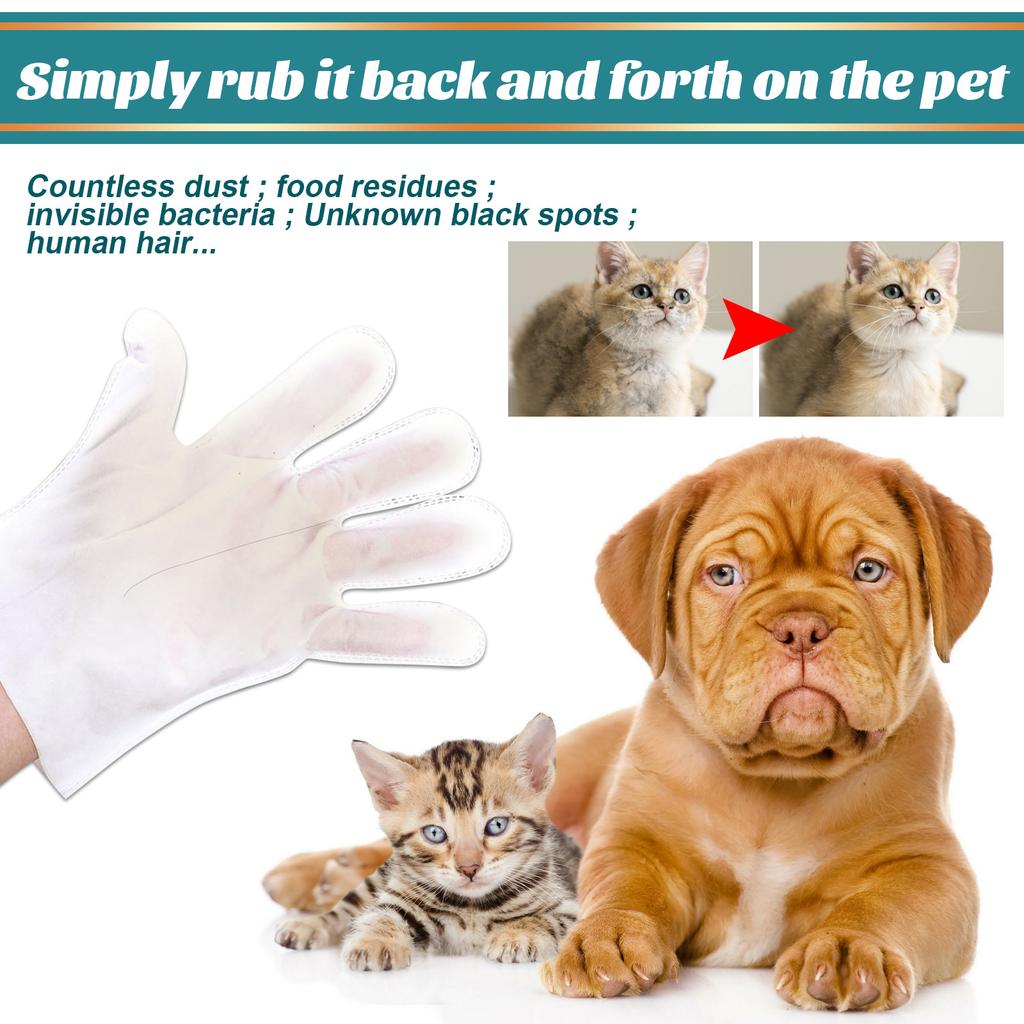 Pet Grooming Glove, Waterless Bath Mitt for Dogs Cats, Massage Brush for Pet Cleaning and Grooming, Pet Hair Removal Deshedding Glove
