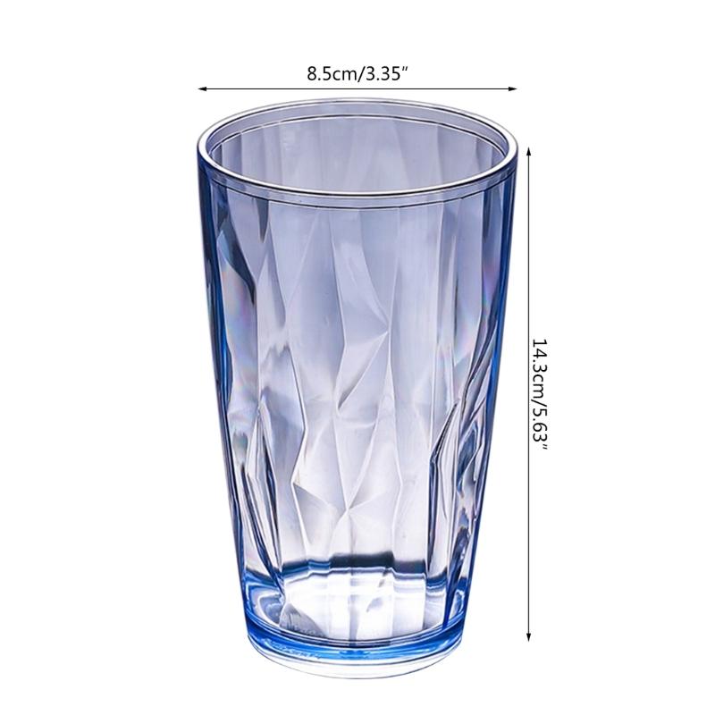 Acrylic Drinking Glasses 490ml Shatterproof Water Tumblers Unbreakable Beer Cup R7UB