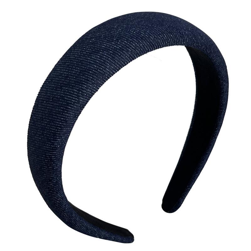 3CM Vintage Denim Cloth Headband Simple Sponge Hairband for Women Girls Shopping Face Wash Headpiece Classic Denim Hair Hoop