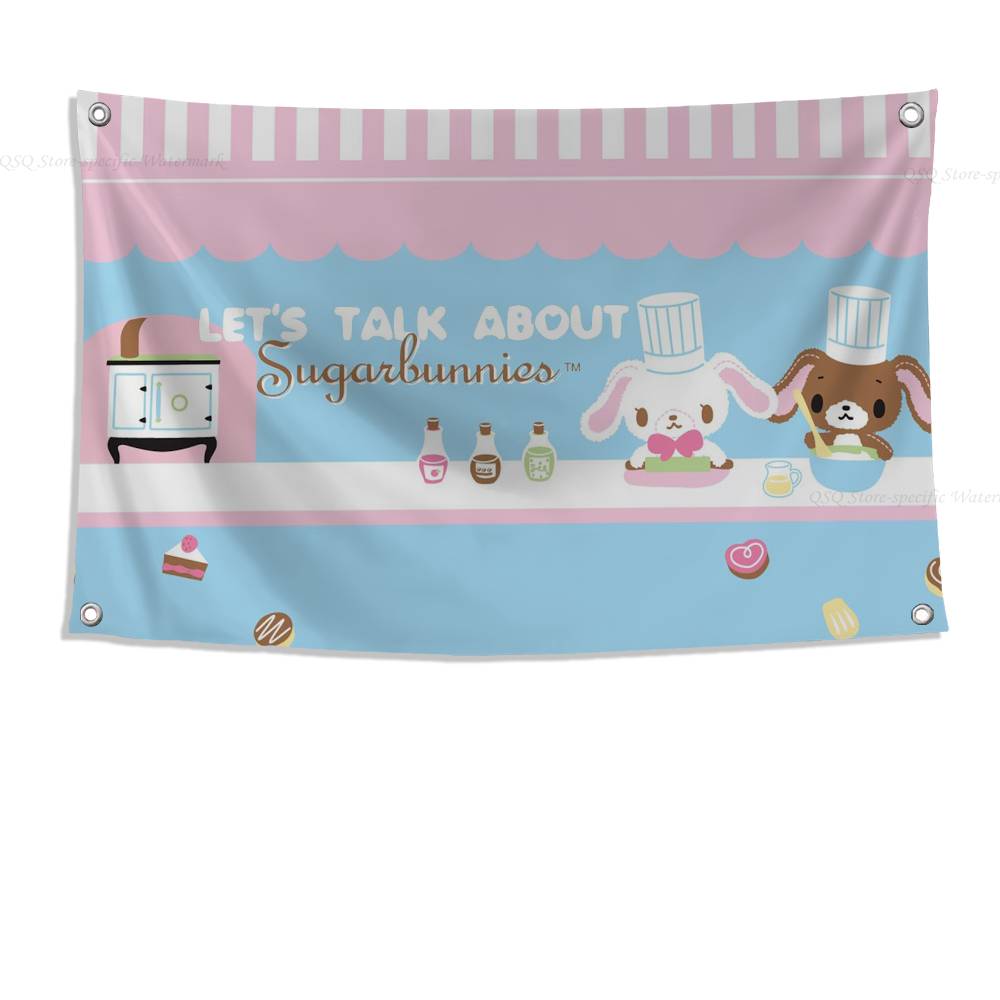 Ssugarbunnies Anime Kawaii Flag Banners Four Hole Flag Polyester Outdoor Decor Room Aesthetic