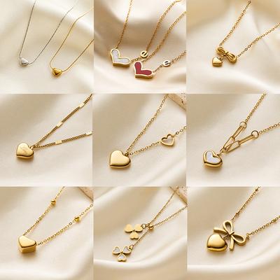 Hot-selling Classic Ins Niche Versatile Non-fading 18k Gold Titanium Steel Love Bow Collarbone Chain Necklace