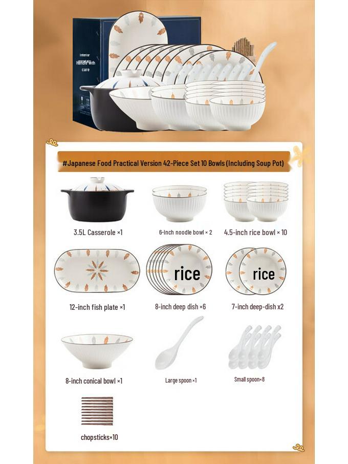 KANGMO Brahma Leaf Ceramic Dinnerware Set