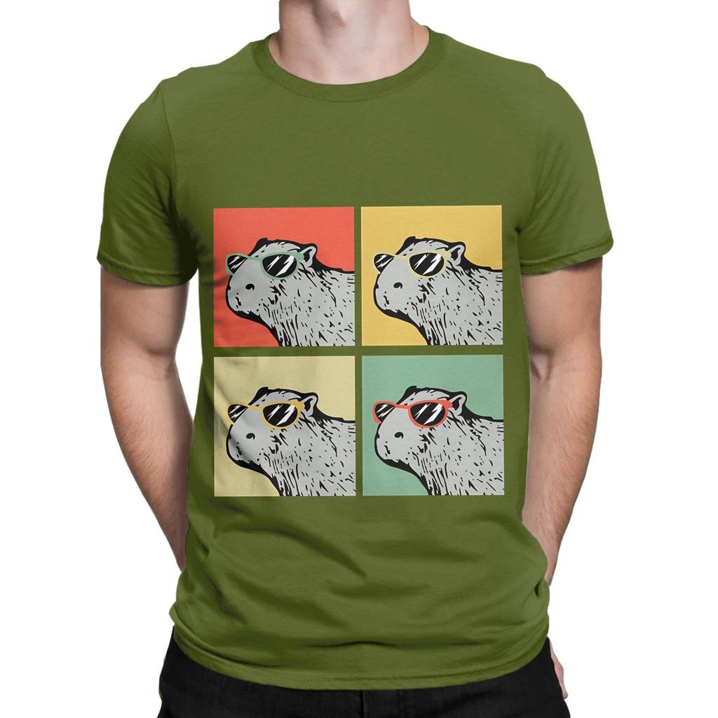 Capybara Retro Animal Lover Vintage Retro Capybara Gear Novelty 100 Cotton TShirt Capybara Tees Tops For Unisex