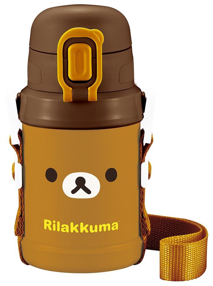 

OSK Direct Stainless Steel Bottle for cold drinks with shoulder Rilakkuma RIF water direct 450ml, only, strap, one-push design, bottle, drinking, коричневый