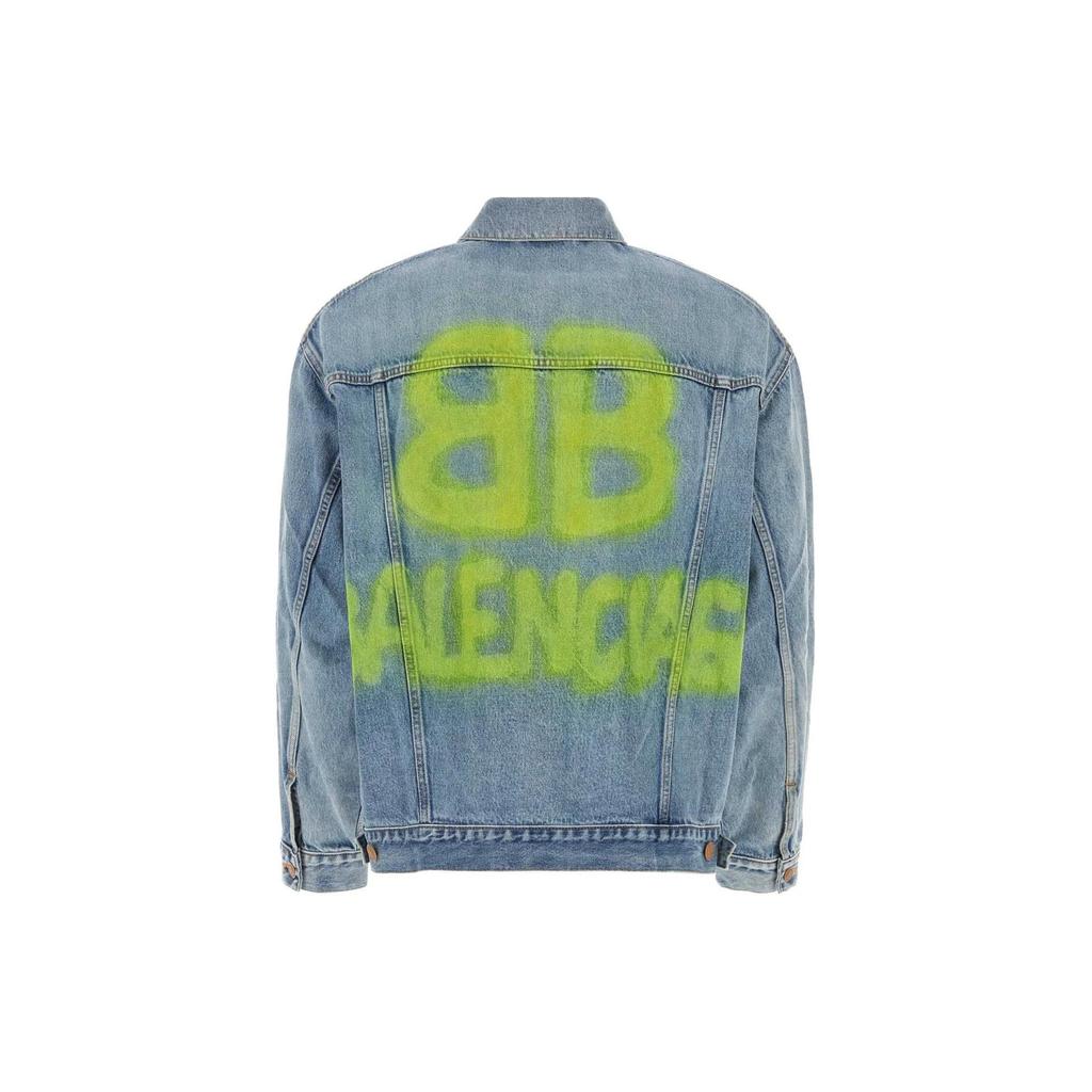 Balenciaga Large Fit Grafitti Backlogo Denim Jacket 678354TDW143341