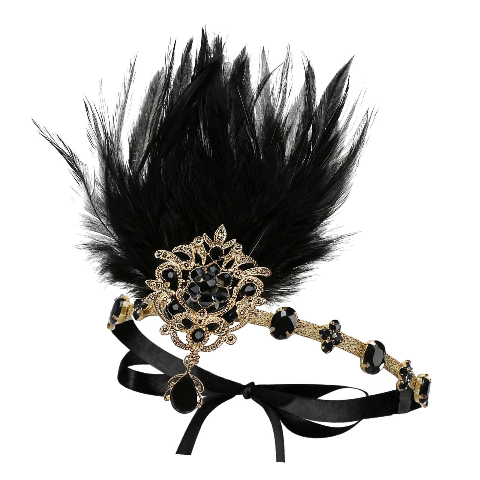 1920s Flapper Headband,Flapper Headpiece for Women,Feather Headband Hair Accessory for Wedding Gatsby Theme Party 1