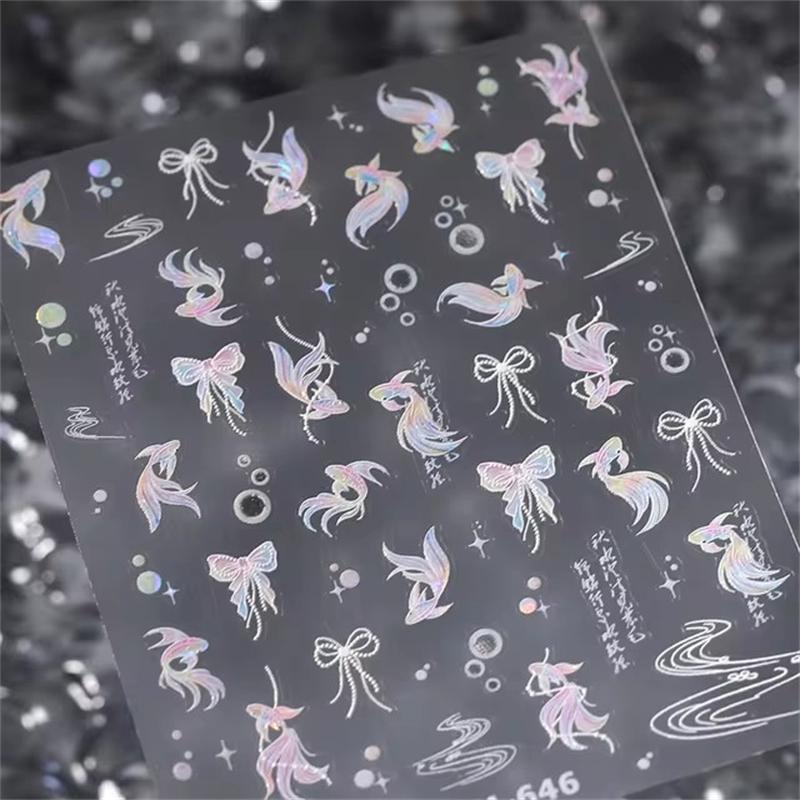 1PCS French Jelly Nail Stickers Dreamy Bubble Meteor Butterfly Star Moon Self Adhesive Stickers For Nail DIY Nail Art Decoration