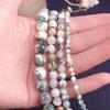 Natural Stone Beads White Moss Agate Round Loose Beads 15" Strand 4 6 8 10 12MM For Jewelry Making