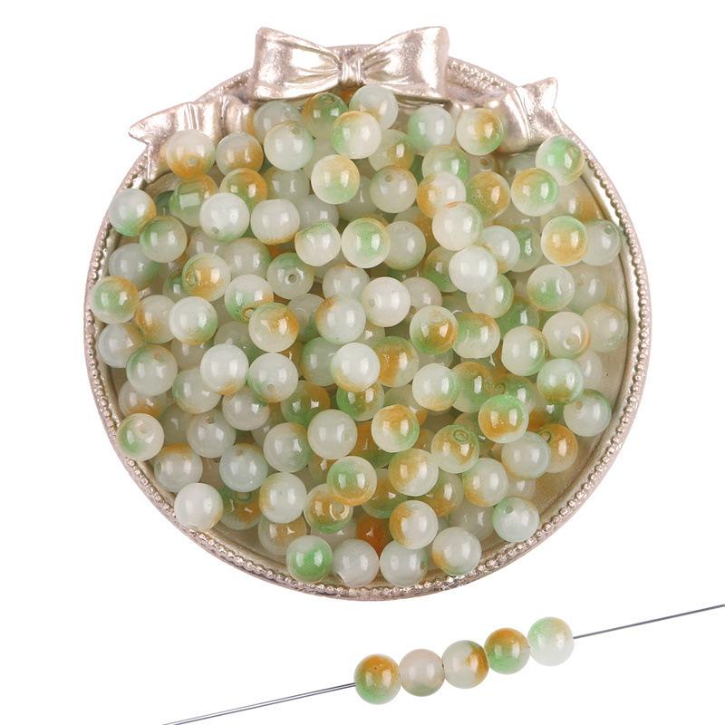 8mm Summer Dream Jelly Duplex Glass Round Beads Loose Beads DIY Handmade Bracelet Glaze Beading String Material Beads for Jewelry Making