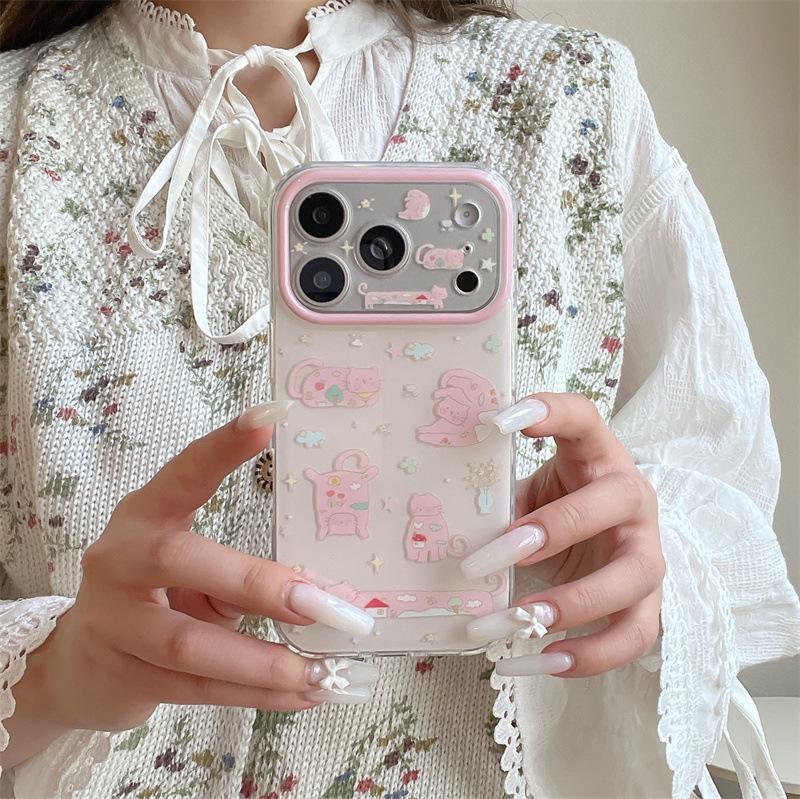 Pink Cat Star Chain Case for iPhone 17/16 Pro Max/15/14