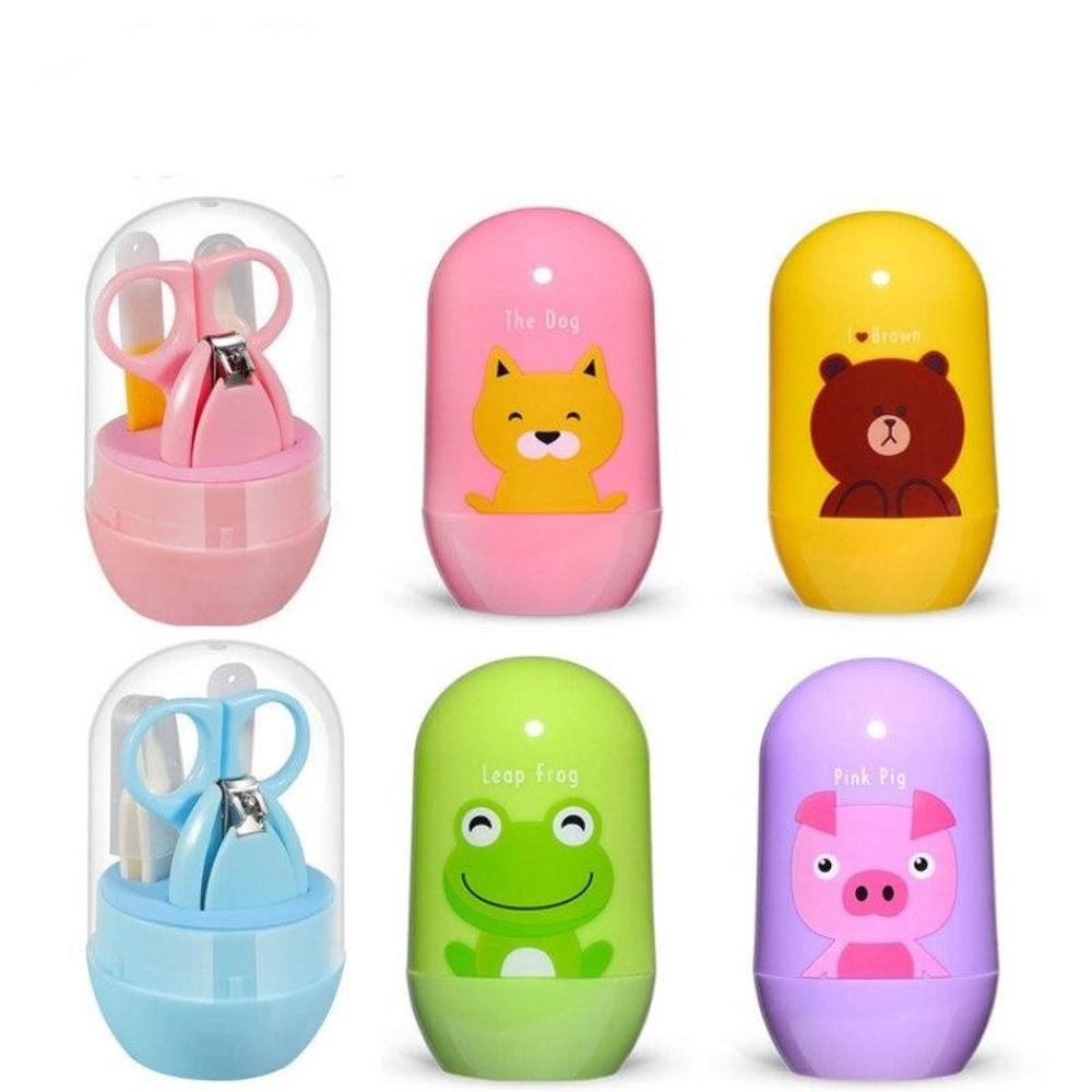 4PCS Baby Nail Scissors Cartoon Animals Trimmer Sets Safety Care Nail Scissors Nails Suit Newborn Baby Care Cleaning