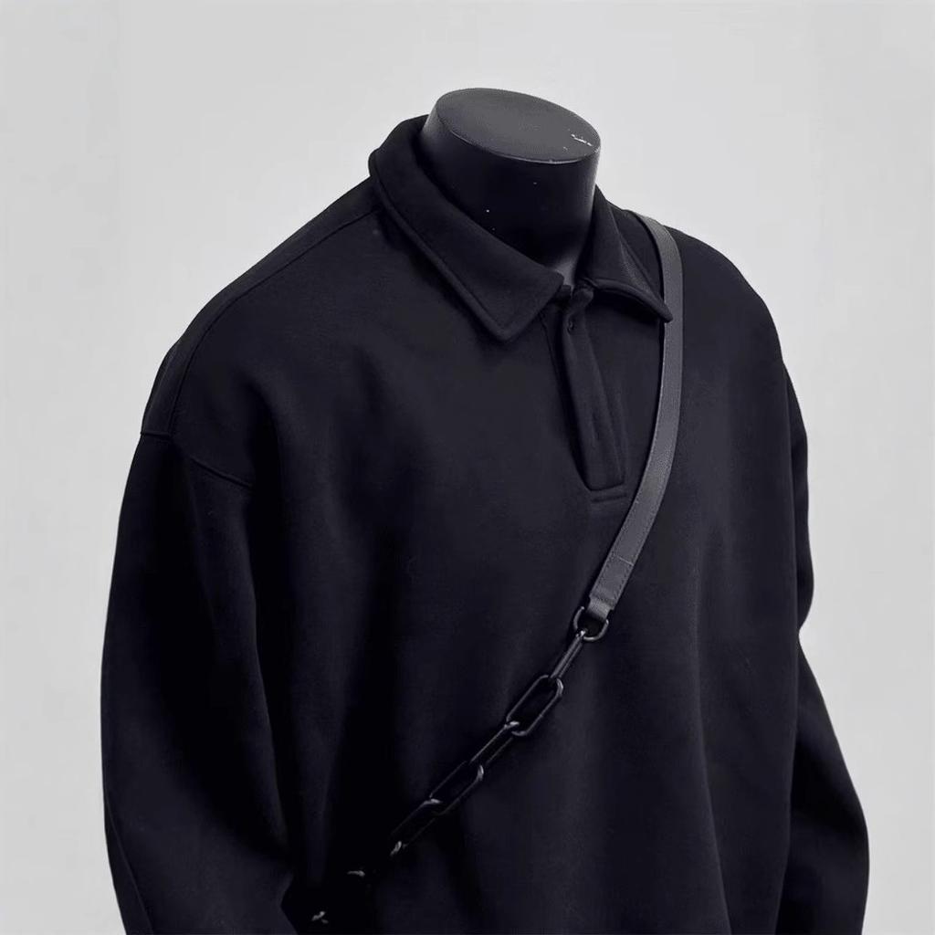 Pánská podzimní a zimní bunda, hezká, volná a všestranná mikina s polo límečkem, americká retro sportovní mikina