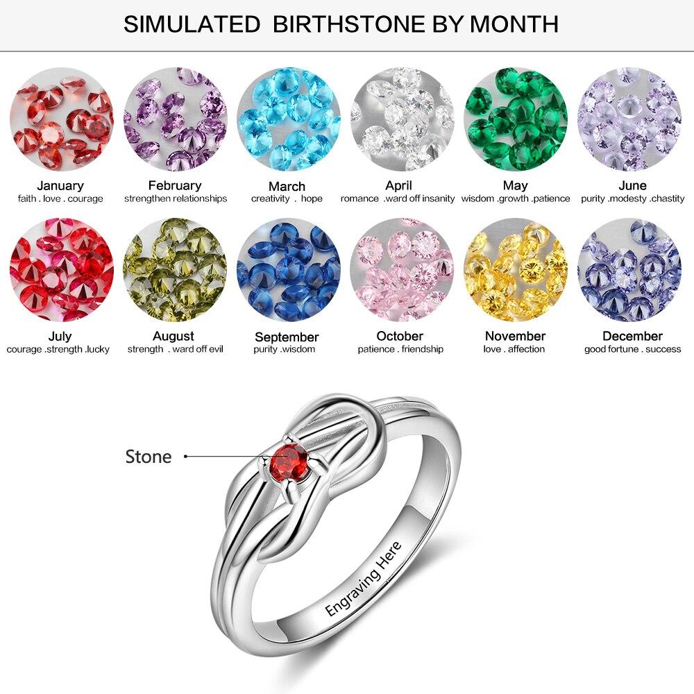 Personalized Ring Square Knot Shape Fashion Ring Jewelry Engraved Any Letters Custom Birthstone Trendy Gift For Womenri103871