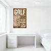 Vintage Golf Metal Sign Retro Golfer Mid-Swing Illustration Distressed 'GOLF' Word Weathered Rusty Tin Sign for Golf Themed Home