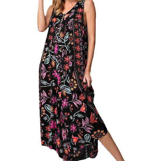2024 Summer Retro Print Loose Sleeveless Women's Jumpsuit