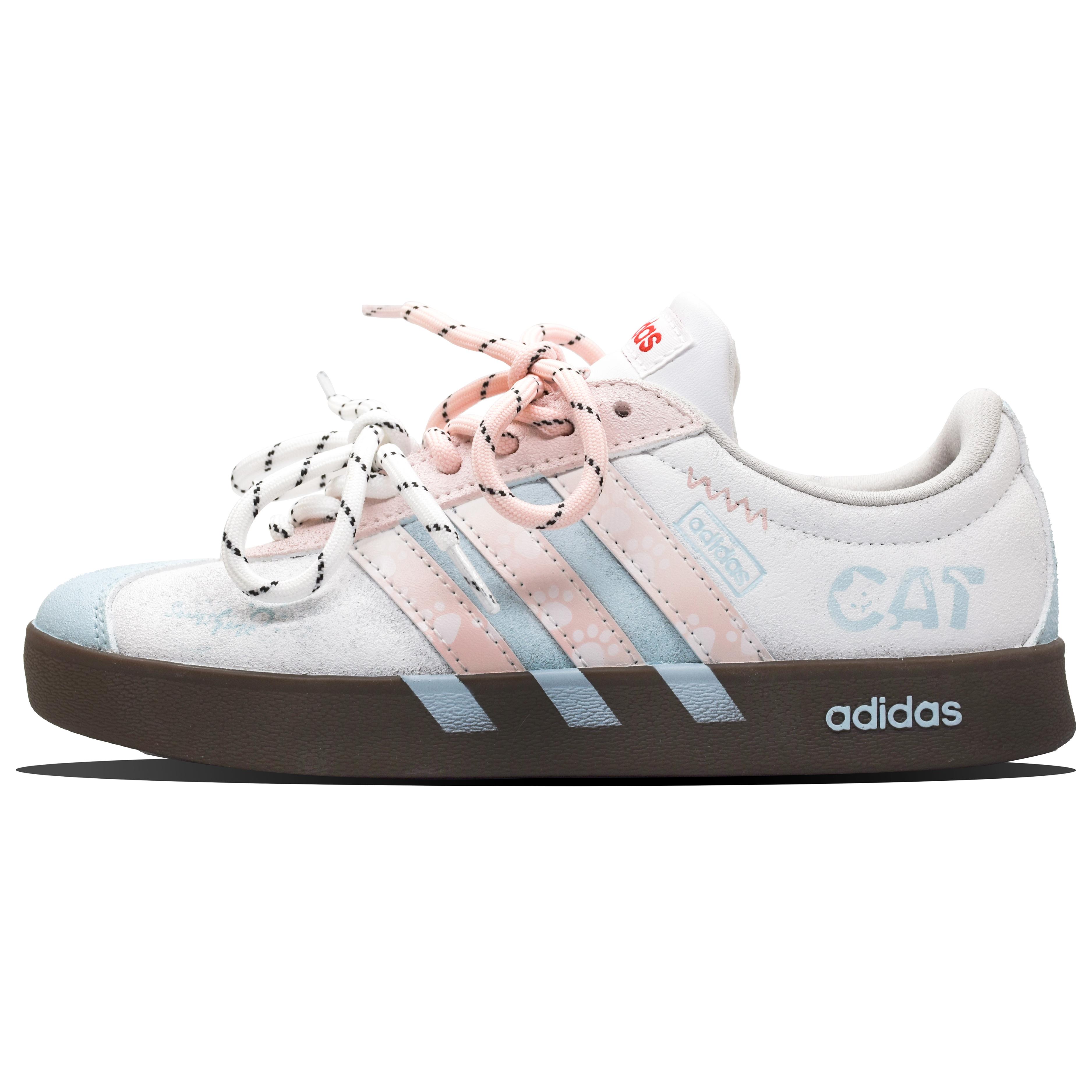 

Adidas VL COURT 2.0 Sun Island, Cat Paw Foam Wear resistant And Lightweight Low top Skateboard Shoes Unisex Pink Blue HQ1802(Team164-) 36⅔