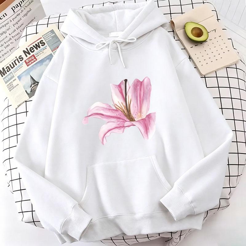 Casual Flower Print Hoodies Hoodies Sweatshirts Women Tops Spring Autumn Winter Oversized Graphic Hoody