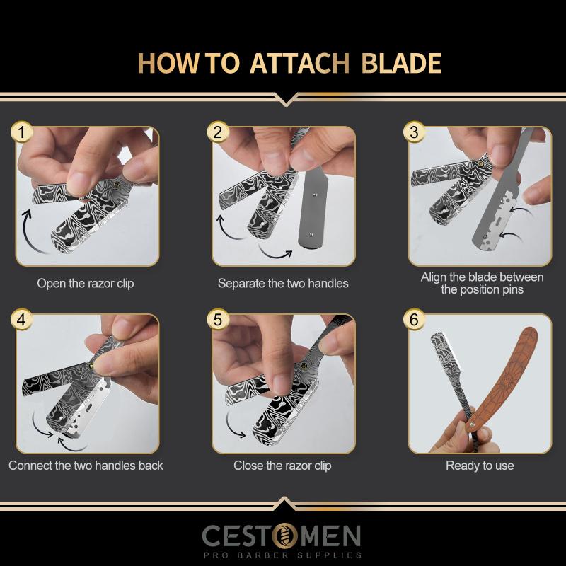 CESTOMEN Spider Wood Handle Classic Straight Razor Knife Barber Beard Shaving Tools Single Blade Cut Throat Razor