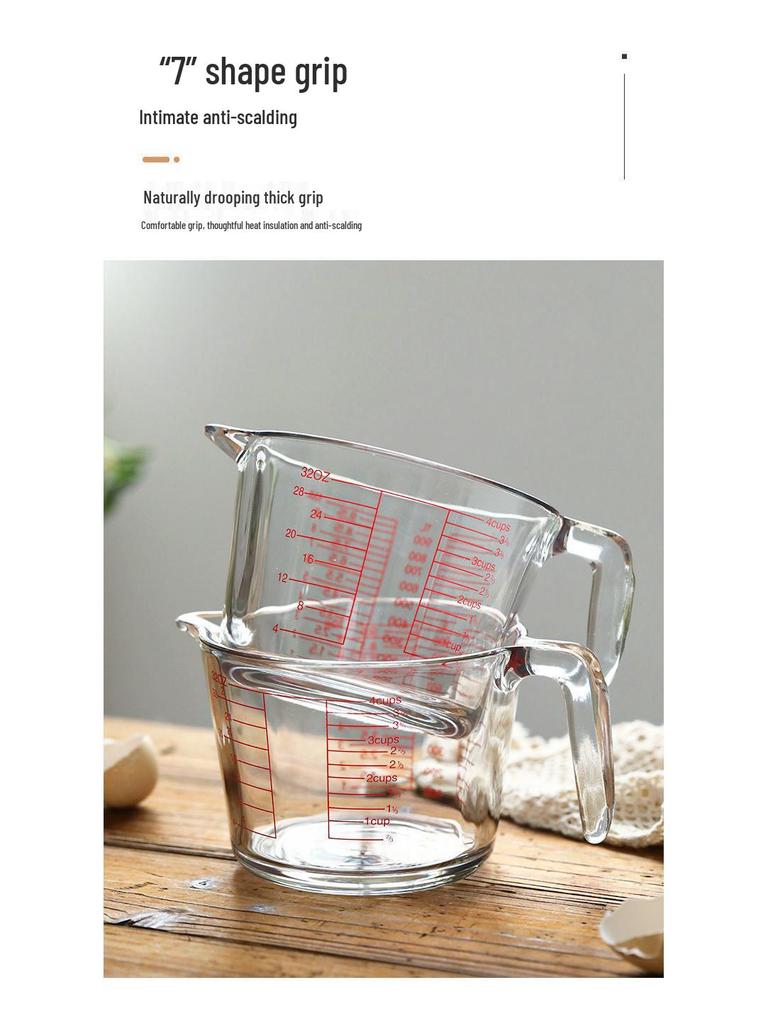 Heat-Resistant Glass Measuring Cup for Microwave Baking - Large Capacity with Scale