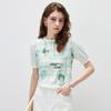 Komeng Boca Women's Mulberry Silk Blend Striped Short Sleeve T-Shirt