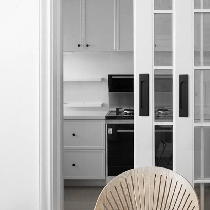 4pcs Auto Adhesive Sliding Door Handle Modern Aluminum Alloy Sliding Door Pulls for Cabinets Furniture