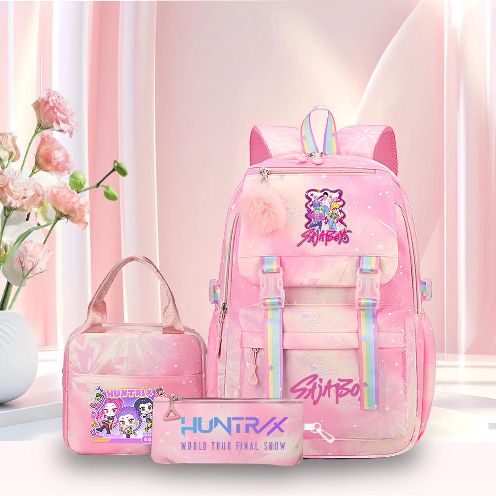 K-Pop Witch Hunters Cartoon Printed Student Pencil Bag Lunch Bag Three-Piece Backpack