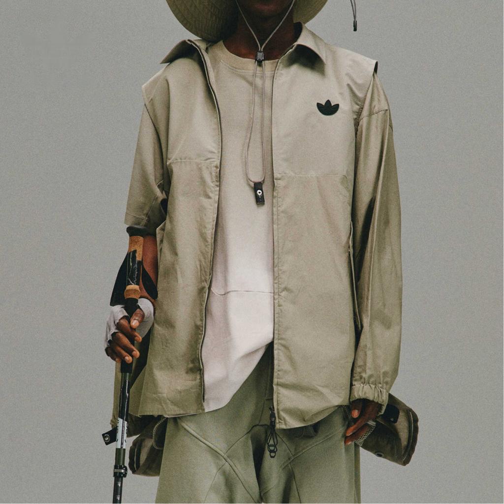 Adidas Originals X Hamcus Co-Branded Volcanic Ridge Back Straight-Cut Jacket With Lapel Unisex Jacket Pebble-Silver-Gray IL6939