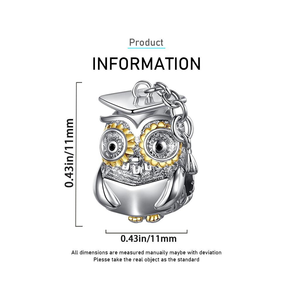 Charm Bead Charms Plata Cute Owl Graduation Gift copper Plated Ideal For Charm Bead Charms copper Plated Authentic Bracelets for Jewellery Making