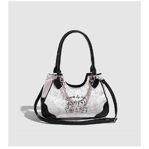 

2025 Новий Солодкий Крутий Стиль Сумка-Сідло Нішева Гаряча Дівчина Портативна Сумка Під Пахву Універсальна Для Подорожей На Одне Плече Через Плече Жіноча Black and White