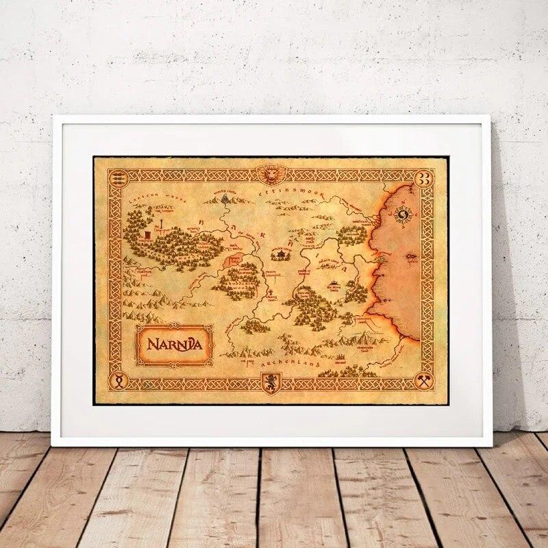 Plagát mapy Narnie Chronicles Of Narnia Výtlačky Vintage štýl Fantasy mapy Nástenné umenie Obraz Obraz na plátne Domov Izba Nástenná dekorácia