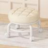 PU Leather Rotating Rolling Stool Waterproof Rolling Pulley Chair Round Stool With Wheels  SPA