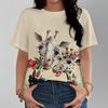 Women's Giraffe Pattern T-shirt Casual And Personalized Beige Base Color Short Sleeve Top