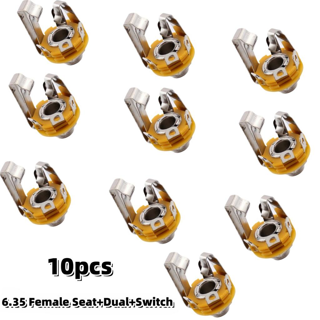10pcs 6.35mm 1/4" Mono Input Jack Plug Socket for Electric Guitar Bass Guitar Pickup Output Jack Plug Socket